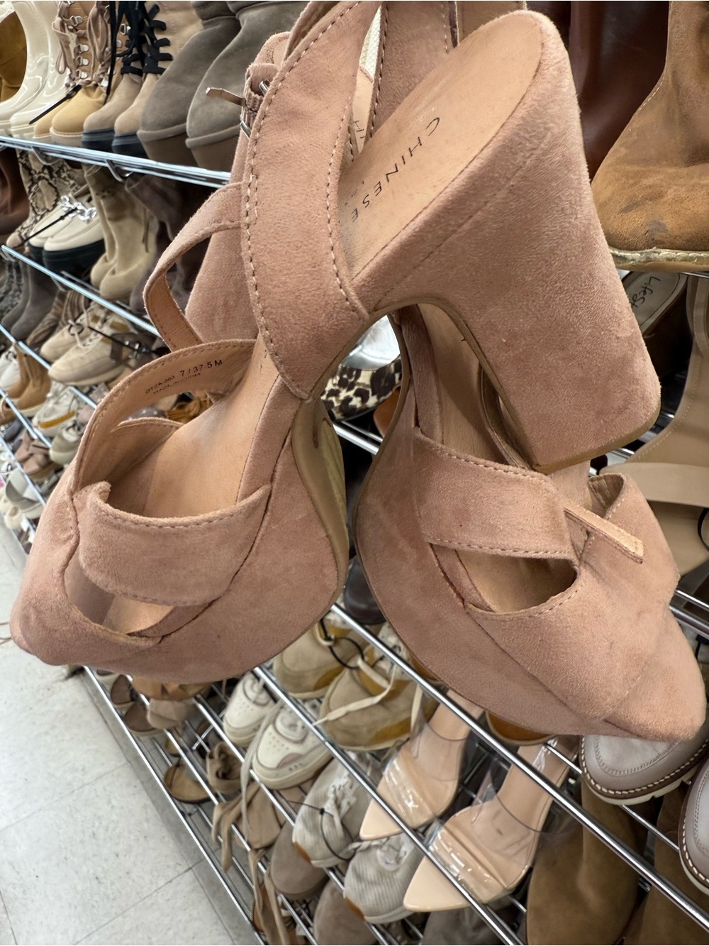 Chinese Laundry Suede Block Heel nude